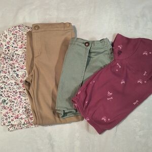 OshKosh B'gosh Girls 4pc Lot Sizes 7-8 | Floral & Waffle Knit Tops, Khaki Pants